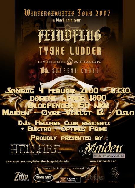 THE HELLFIRE CLUB & CLUB MAIDEN presenterer stolt SONIC HAVOC 2007 med FEINDFLUG, TYSKE LUDDER, CYBORG ATTACK & SUPREME COURT